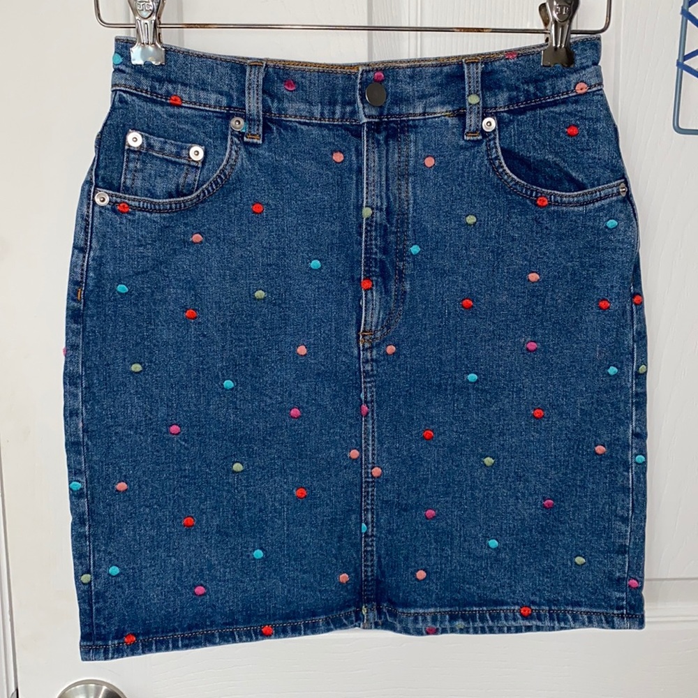 And Other Story Denim polka dot skirt Sz 6